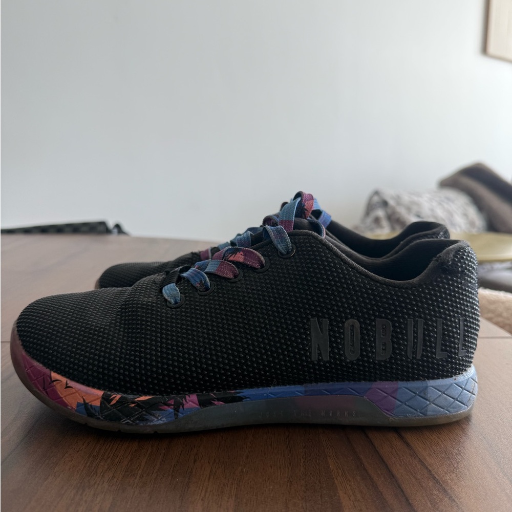 NOBULL Black Training Shoes with Multicolor Sole and Laces